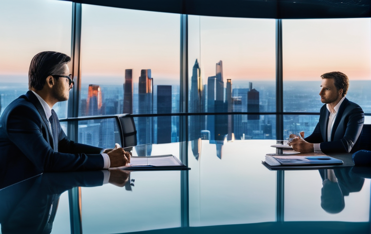 출구 전략의 트렌드 변화와 대응 방안 - **Prompt:** A high-stakes, strategic M&A negotiation taking place in a sleek, modern boardroom. Two ...