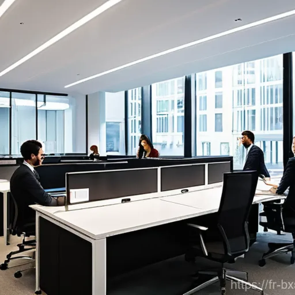 비즈니스 출구 전략의 문화적 요소 - **Prompt:** A dynamic and inclusive modern office environment, buzzing with a diverse group of profe...