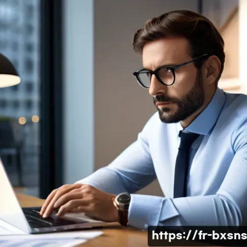 Home 32 비즈니스 출구 전략의 중요성과 필요성 - A professional French entrepreneur in a modern office setting, thoughtfully analyzing financial char...
